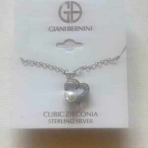 Giani Bernini Pearl Cubic Zirconia Heart Pendant Necklace
